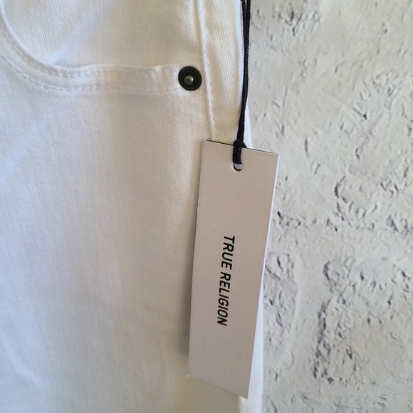 True Religion High Waist Button Fly Starr Optic White Distressed Jeans NWT SZ 25 - Picture 13 of 16